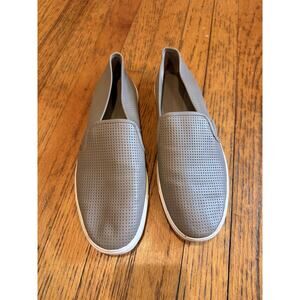Vince Shoes Womens Size 9.5 Gray Perforated Slip On Leather Stylish Casual Flats
